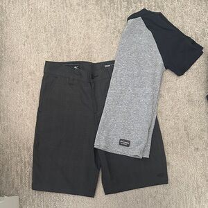 Boys Black Plaid O’Neil Shorts and Abercrombie shirt